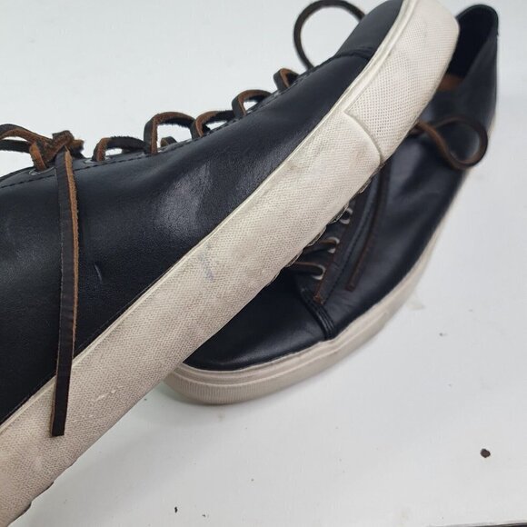 Frye Mens Size 12 Brett Low Sneaker Black Leather Lace Up Style Low Top - Picture 8 of 12